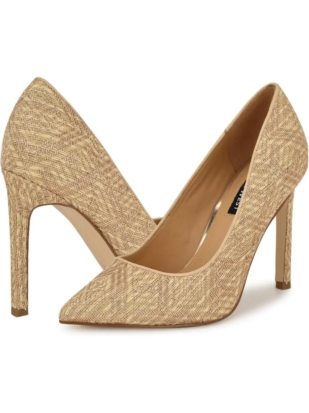 Women's Light Natural Pointed Toe Footbed Tatiana Pump Casual Covered Heel Shoes